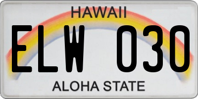 HI license plate ELW030