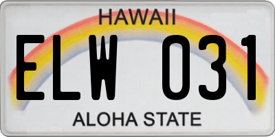 HI license plate ELW031