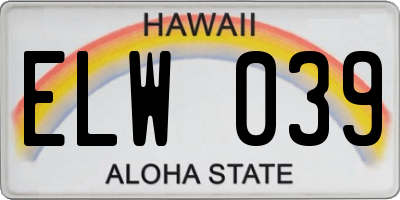 HI license plate ELW039
