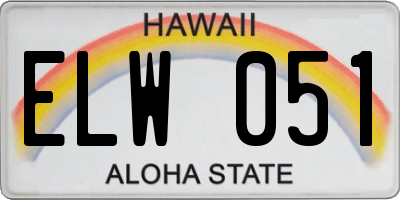 HI license plate ELW051