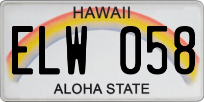 HI license plate ELW058