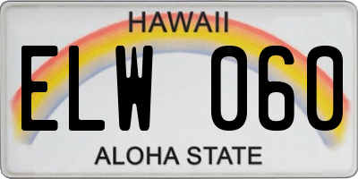 HI license plate ELW060