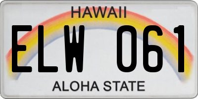 HI license plate ELW061