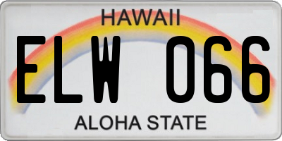 HI license plate ELW066