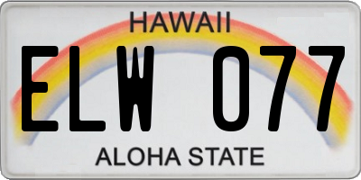 HI license plate ELW077