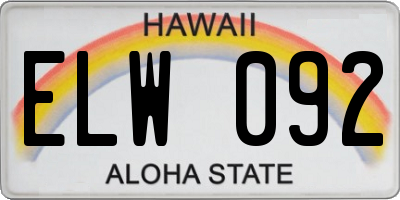 HI license plate ELW092