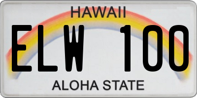 HI license plate ELW100