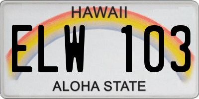 HI license plate ELW103