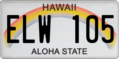 HI license plate ELW105