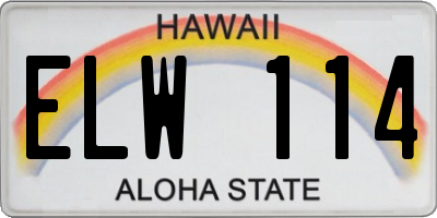 HI license plate ELW114