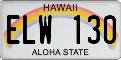 HI license plate ELW130