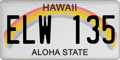 HI license plate ELW135