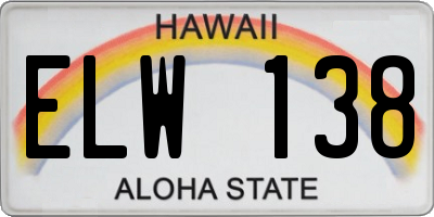 HI license plate ELW138