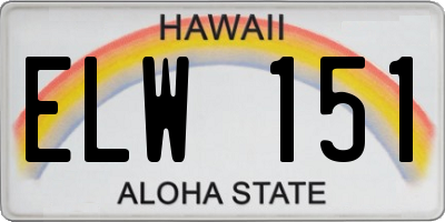 HI license plate ELW151