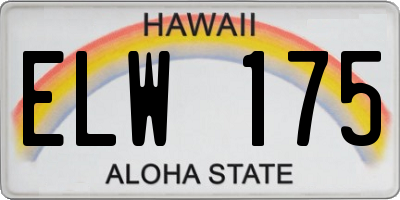 HI license plate ELW175