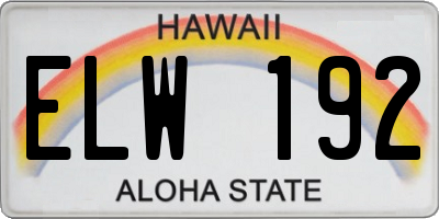 HI license plate ELW192