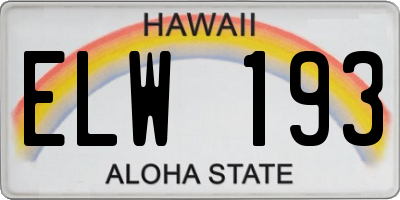 HI license plate ELW193