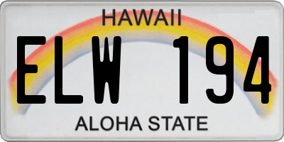 HI license plate ELW194
