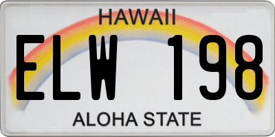 HI license plate ELW198