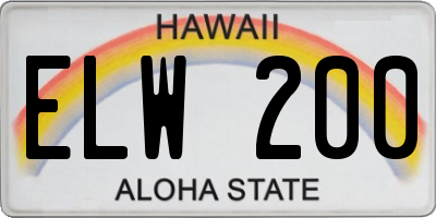 HI license plate ELW200