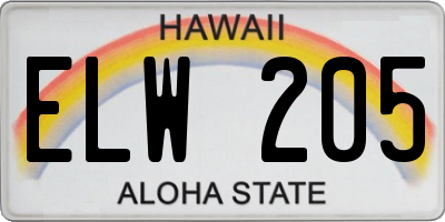 HI license plate ELW205