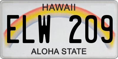 HI license plate ELW209