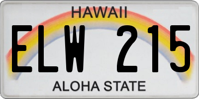 HI license plate ELW215