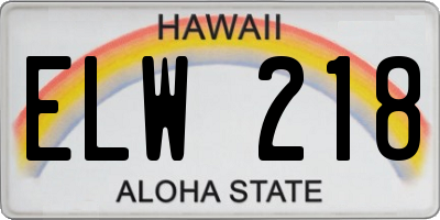 HI license plate ELW218