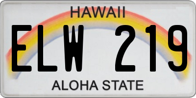 HI license plate ELW219