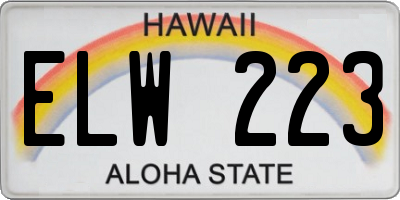 HI license plate ELW223