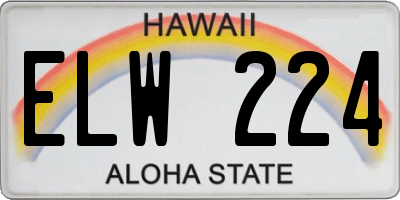 HI license plate ELW224
