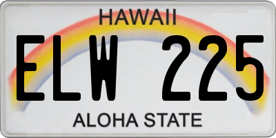 HI license plate ELW225