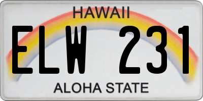HI license plate ELW231