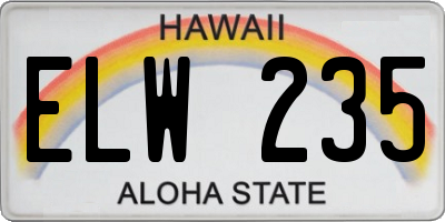 HI license plate ELW235