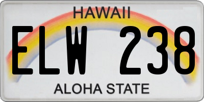 HI license plate ELW238