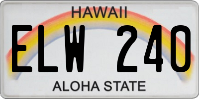 HI license plate ELW240
