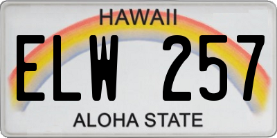 HI license plate ELW257