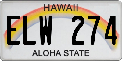 HI license plate ELW274