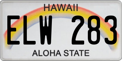 HI license plate ELW283