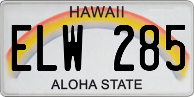 HI license plate ELW285