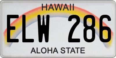 HI license plate ELW286