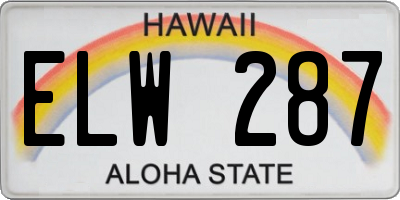 HI license plate ELW287