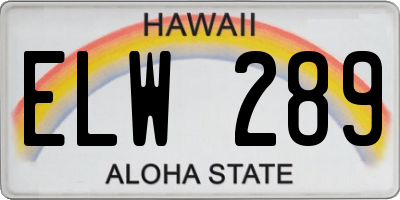 HI license plate ELW289