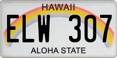HI license plate ELW307