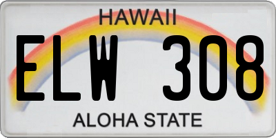 HI license plate ELW308