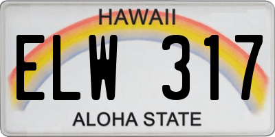 HI license plate ELW317