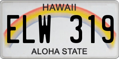 HI license plate ELW319
