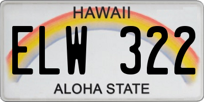 HI license plate ELW322