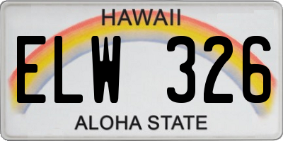 HI license plate ELW326