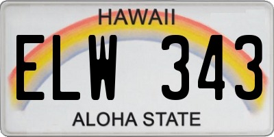 HI license plate ELW343